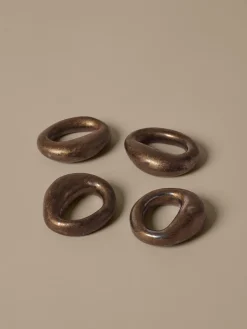 4 ronds de serviettes en porcelaine bronze rustic 6,5x7,2x2,1cm Orrith - Ferm Living