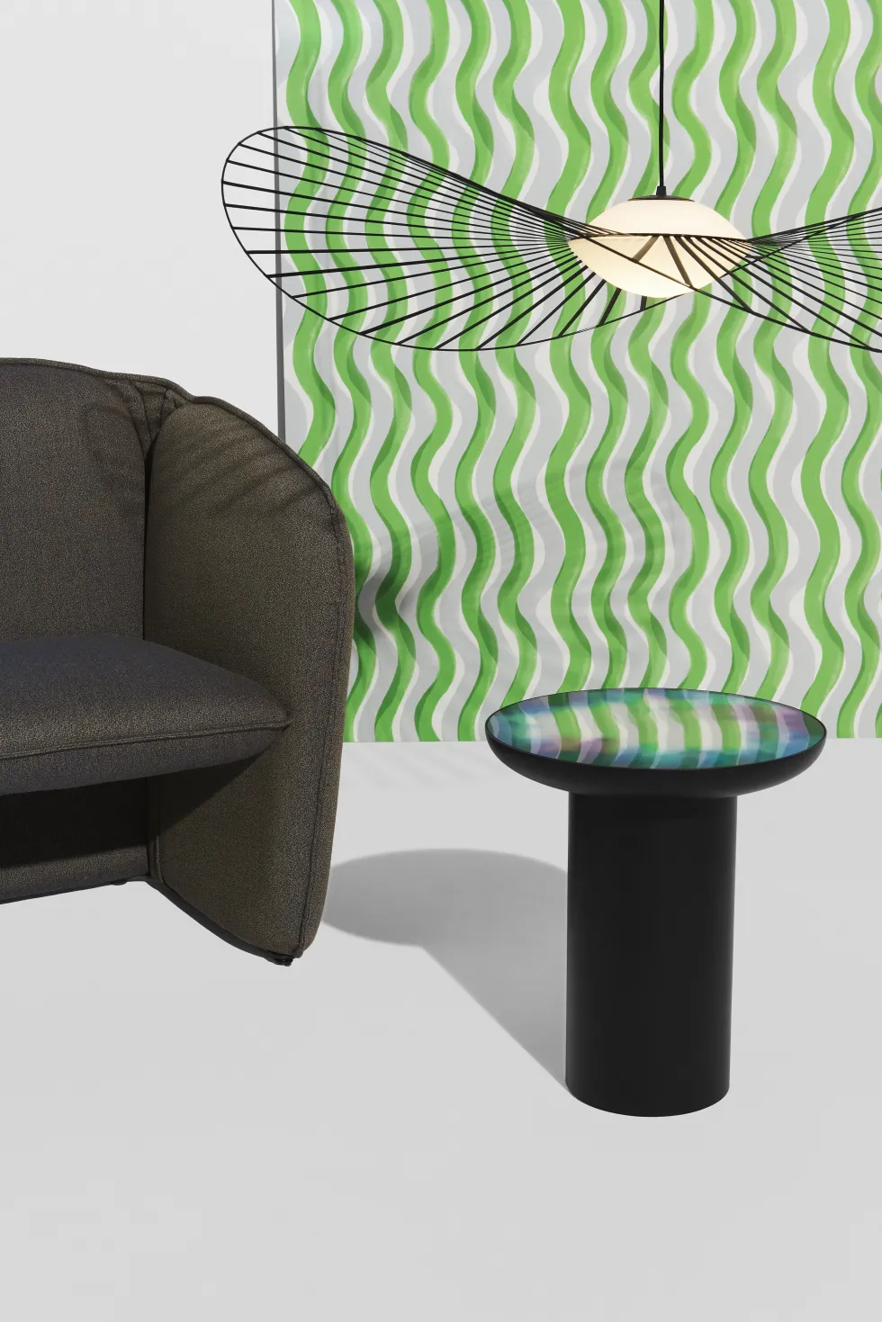 Rouleau de papier peint vert 1 m Gaufrette - Petite Friture