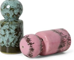 Salière et poivrier en céramique baroque 4,8x4,8x9,8cm Vaisselle 70's - HKLiving