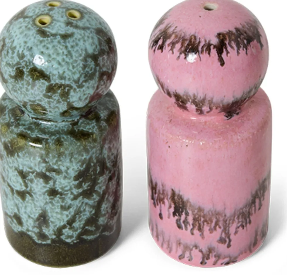 Salière et poivrier en céramique baroque 4,8x4,8x9,8cm Vaisselle 70's - HKLiving