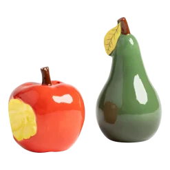 Salière et poivrière en dolomite pomme et poire 10cm - &Klevering