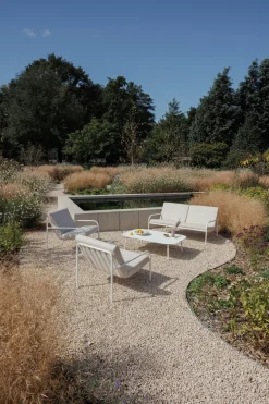 Salon de jardin 4 éléments en acier blanc et assise sable - Metallbude