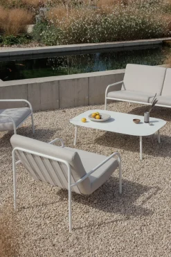 Salon de jardin 4 éléments en acier blanc et assise sable - Metallbude