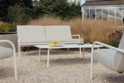 Salon de jardin 4 éléments en acier blanc et assise sable - Metallbude