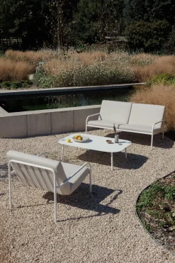 Salon de jardin 4 éléments en acier blanc et assise sable - Metallbude
