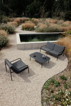 Salon de jardin 3 éléments en acier noir et assise graphite - Metallbude