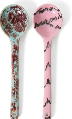 70s ceramics: serving spoons sprinkle, set of 2