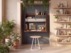 Secrétaire mural en chêne teinté gris ardoise et gris clair 80 x 32 x 72 cm Gaston - Hartô