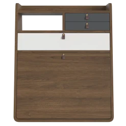 Secrétaire mural en chêne teinté gris ardoise et gris clair 60 x 32 x 72 cm Gaston - Hartô