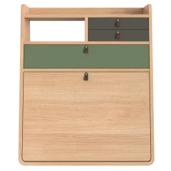 Secrétaire mural en chêne vert cendré et sauge 60 x 32 x 72 cm Gaston - Hartô
