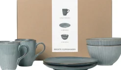 Service de vaisselle petit-déjeuner pour deux en grès émaillé bleu Nordic Sea - Broste Copenhagen