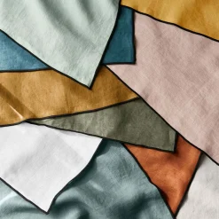 Serviette De Table Carlina Beige Clair Et Bourdon Noir - Madura