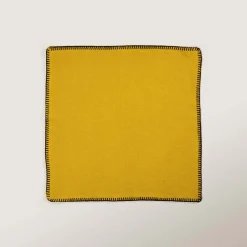 Serviette De Table Nino Jaune Ocre Et Feston Noir - Madura