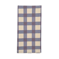 2 serviettes de table en popeline de coton bio à carreaux bleu 45 x 45 cm - Nobodinoz