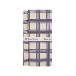 2 serviettes de table en popeline de coton bio à carreaux bleu 45 x 45 cm - Nobodinoz