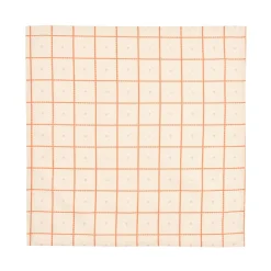 2 serviettes de table en popeline de coton bio à carreaux rouge et rose 45 x 45 cm - Nobodinoz
