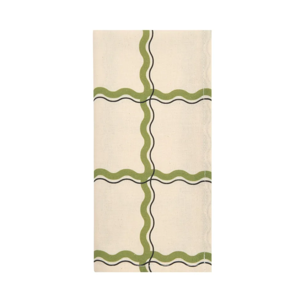 2 serviettes de table en popeline de coton bio à carreaux vert et bleu 45 x 45 cm - Nobodinoz