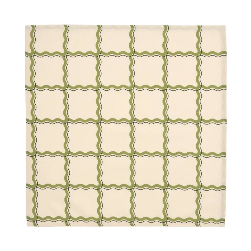 2 serviettes de table en popeline de coton bio à carreaux vert et bleu 45 x 45 cm - Nobodinoz