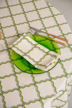 2 serviettes de table en popeline de coton bio à carreaux vert et bleu 45 x 45 cm - Nobodinoz