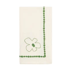 2 serviettes de table en popeline de coton bio à fleurs vert 45 x 45 cm - Nobodinoz