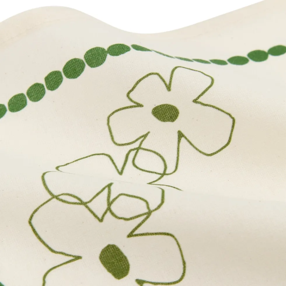 2 serviettes de table en popeline de coton bio à fleurs vert 45 x 45 cm - Nobodinoz