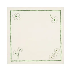 2 serviettes de table en popeline de coton bio à fleurs vert 45 x 45 cm - Nobodinoz