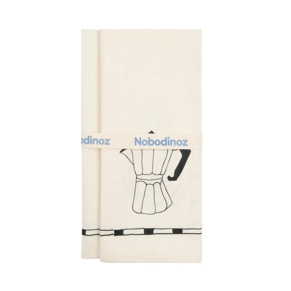 2 serviettes de table en popeline de coton bio noir 45 x 45 cm - Nobodinoz