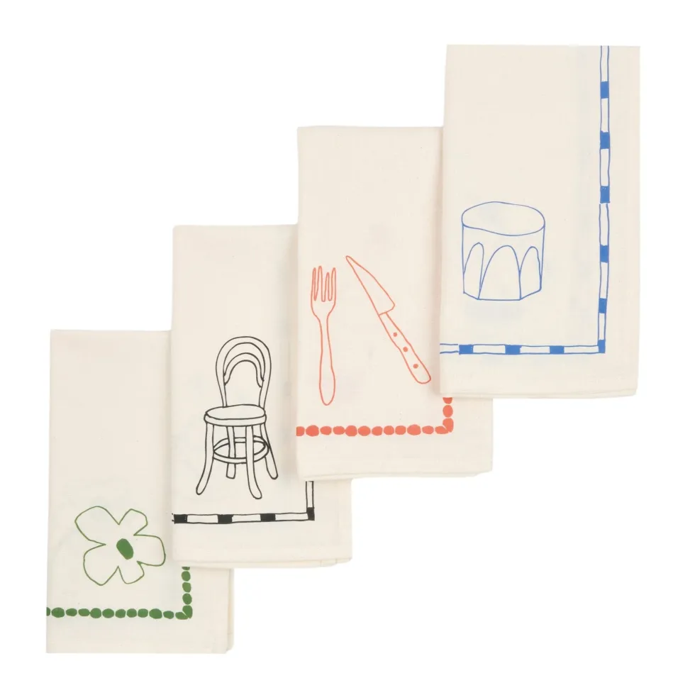 2 serviettes de table en popeline de coton bio noir 45 x 45 cm - Nobodinoz