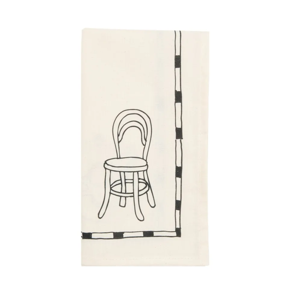 2 serviettes de table en popeline de coton bio noir 45 x 45 cm - Nobodinoz