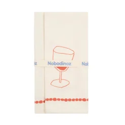2 serviettes de table en popeline de coton bio rouge 45 x 45 cm - Nobodinoz