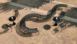 Set de 2 bancs de jardin à 6 pieds en métal gris ciel Palissade - HAY
