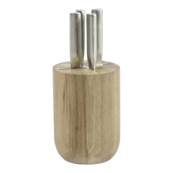 Set de couteaux en acier gris avec bloc en bois marron 16x16x35cm Base - Serax