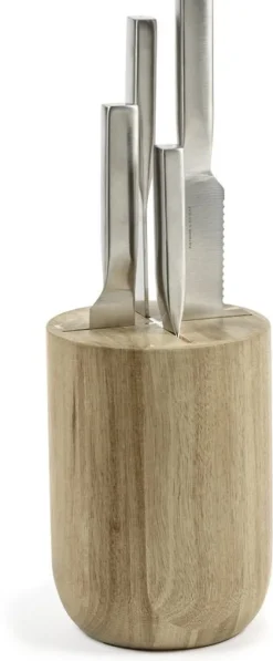 Set de couteaux en acier gris avec bloc en bois marron 16x16x35cm Base - Serax