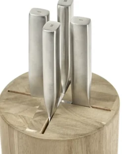Set de couteaux en acier gris avec bloc en bois marron 16x16x35cm Base - Serax