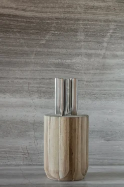 Set de couteaux en acier gris avec bloc en bois marron 16x16x35cm Base - Serax
