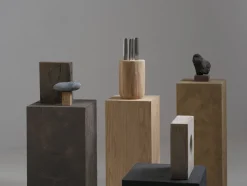 Set de couteaux en acier gris avec bloc en bois marron 16x16x35cm Base - Serax