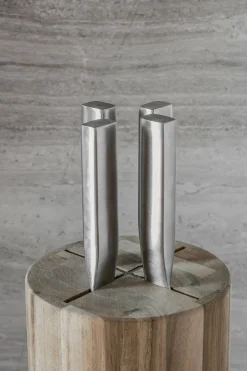 Set de couteaux en acier gris avec bloc en bois marron 16x16x35cm Base - Serax
