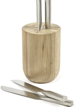 Set de couteaux en acier gris avec bloc en bois marron 16x16x35cm Base - Serax