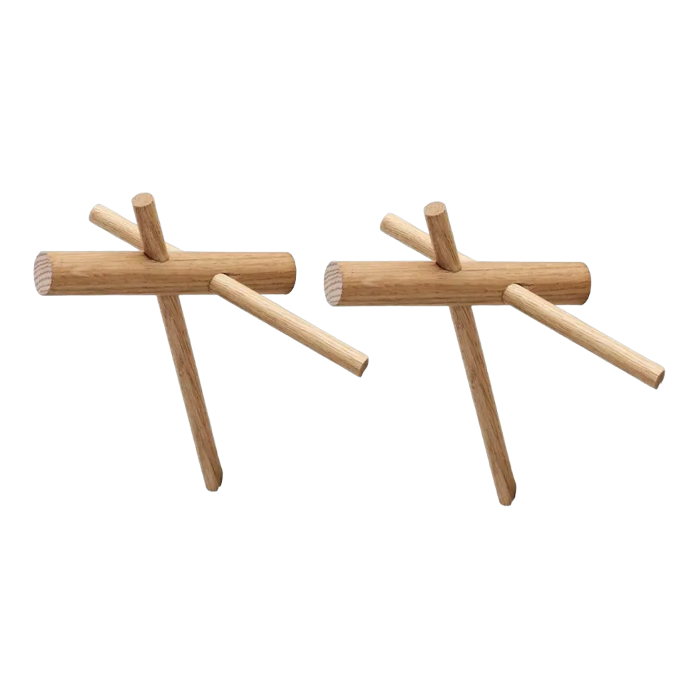 Set de 2 crochets en chêne naturel 15,5 x 12,5 x 14,5 cm Sticks - Normann Copenhagen