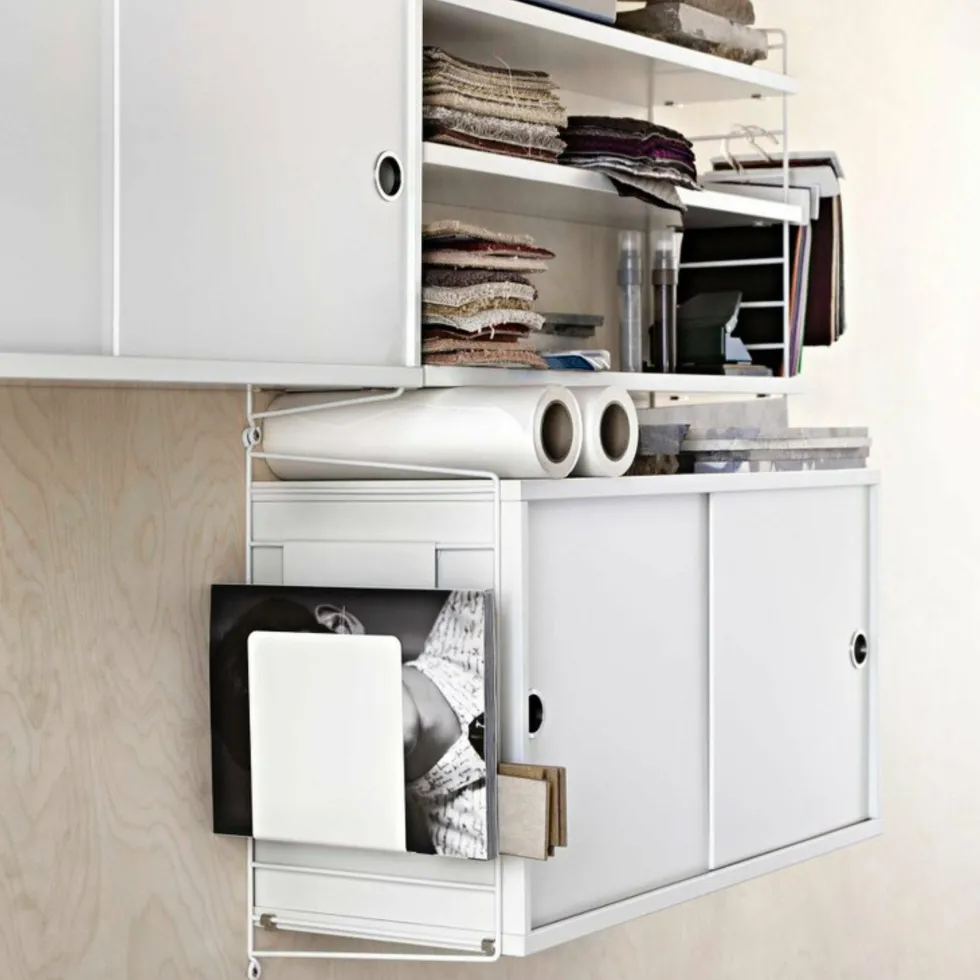 Set de 2 montants muraux en acier blanc 50 x 20 cm - String furniture