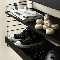 Set de 2 montants muraux en acier noir 50 x 30 cm - String furniture