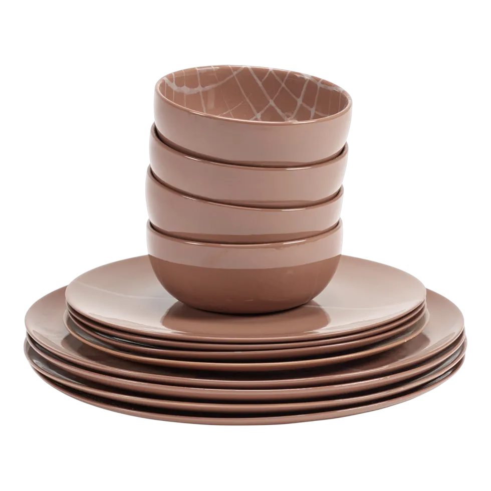 Set de vaisselle de 12 pièces en porcelaine sienna Zuma - Serax