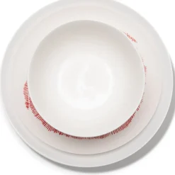 Set de vaisselle 12 pièces en grès blanche rayures roses Feast - Serax