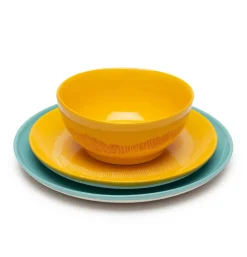 Set de vaisselle 12 pièces en grès jaune et bleu Feast - Serax