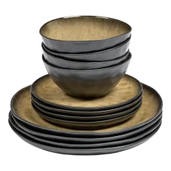 Set de vaisselle 12 pièces en grès vert Pure - Serax