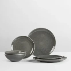 Set de vaisselle pour deux en grès gris Nordic Rain - Broste Copenhagen