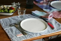 2 sets de table réversibles motif léopard bleu et tie and dye Graou Bleu - Maryne Guyot Créations