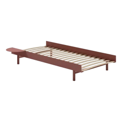 Sommier avec lattes en acier rose avec table de chevet 90cm - Moebe
