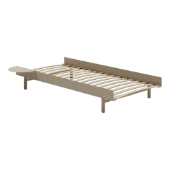 Sommier avec lattes en acier sable avec table de chevet 90cm - Moebe
