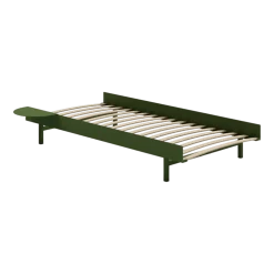 Sommier avec lattes en acier vert sapin avec table de chevet 90cm - Moebe